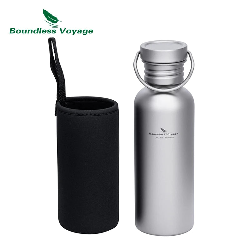 Wide Mouth Titanium Water Bottle Reusable Sport Drinking Bottle for Camping Hiking Picnic Climbing Running