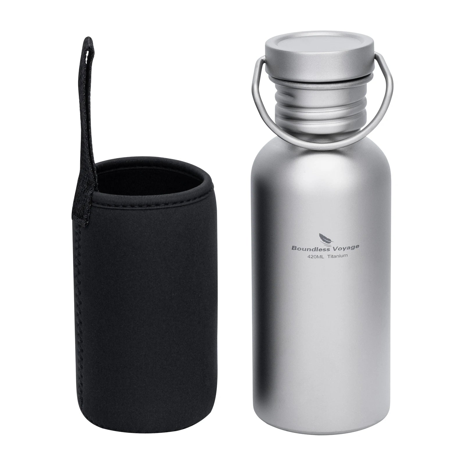 Wide Mouth Titanium Water Bottle Reusable Sport Drinking Bottle for Camping Hiking Picnic Climbing Running