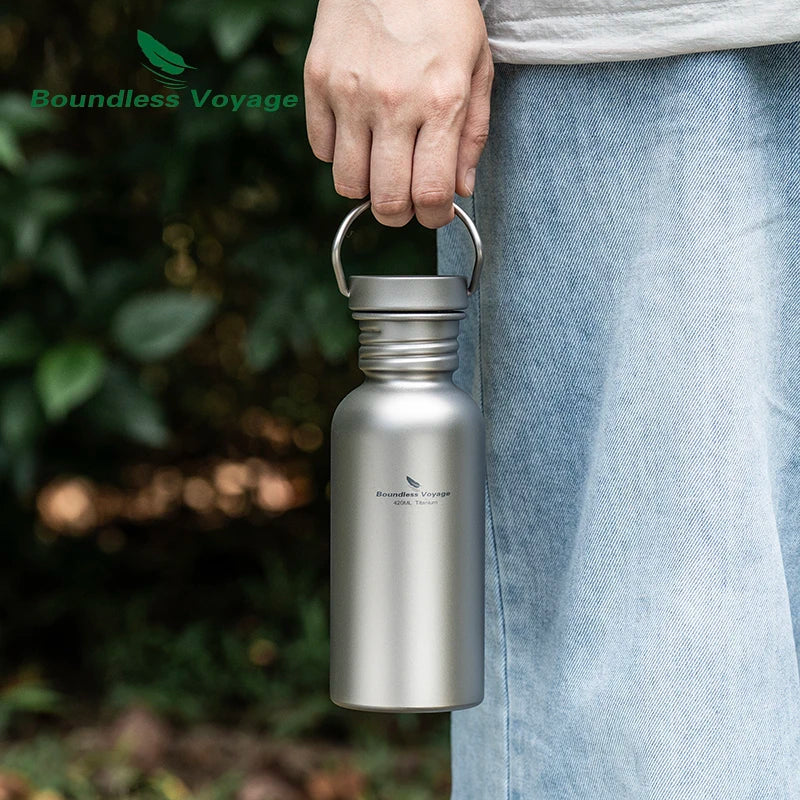 Wide Mouth Titanium Water Bottle Reusable Sport Drinking Bottle for Camping Hiking Picnic Climbing Running