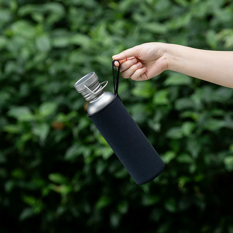 Wide Mouth Titanium Water Bottle Reusable Sport Drinking Bottle for Camping Hiking Picnic Climbing Running