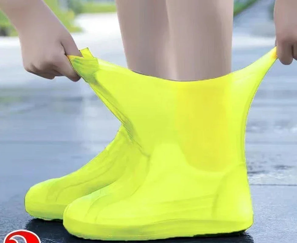 1 Pair Silicone Waterproof Shoe Covers Lip-Resistant Rubber Rain Boot Rain Gear Overshoes Accessories for Outdoor Rainy Day